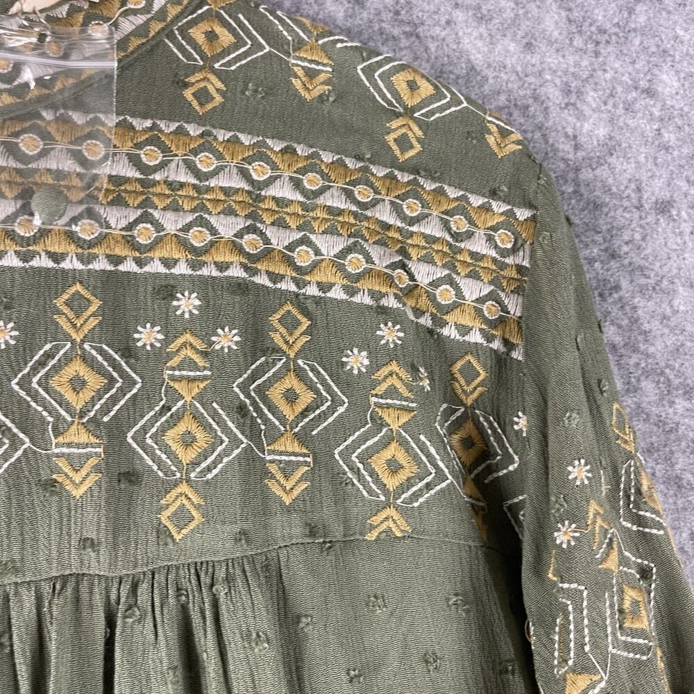 Savanna Jane Top Womens 3X Green Embroidered Peasant Boho Aztec Tribal NEW - Picture 10 of 16